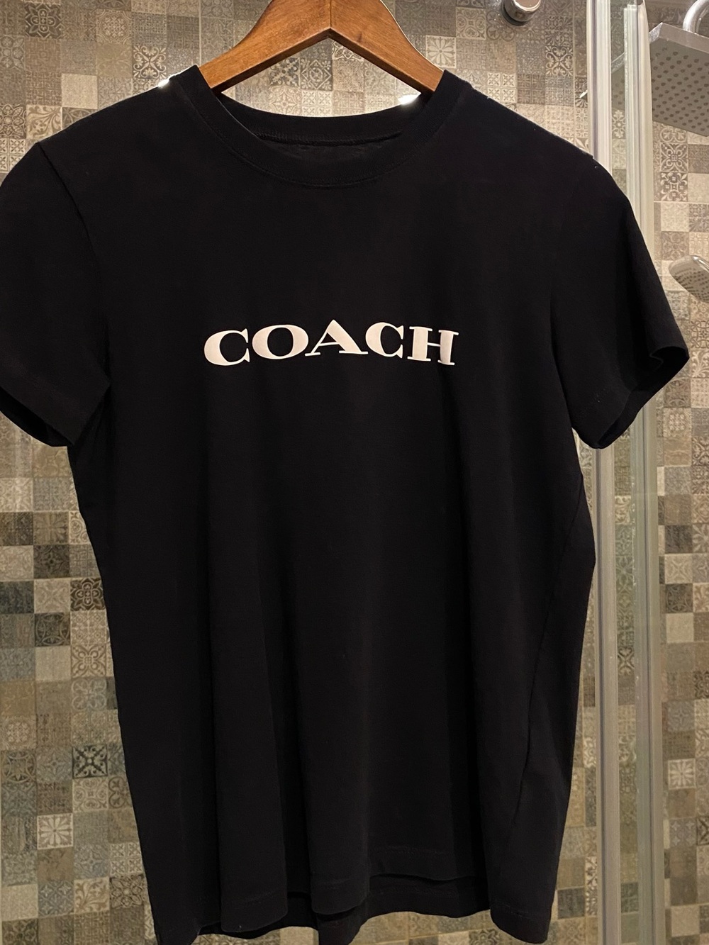 Coach Black Tee with White Logo - Short Sleeve Crewneck